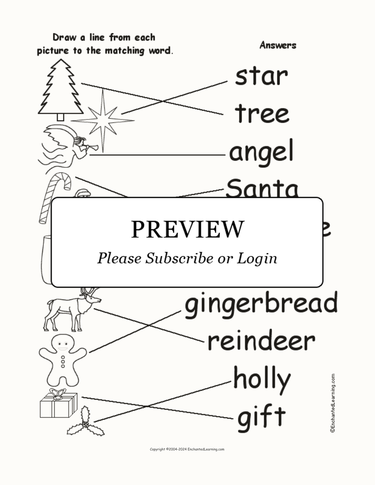 Christmas Words - Match the Words to the Pictures interactive worksheet page 2