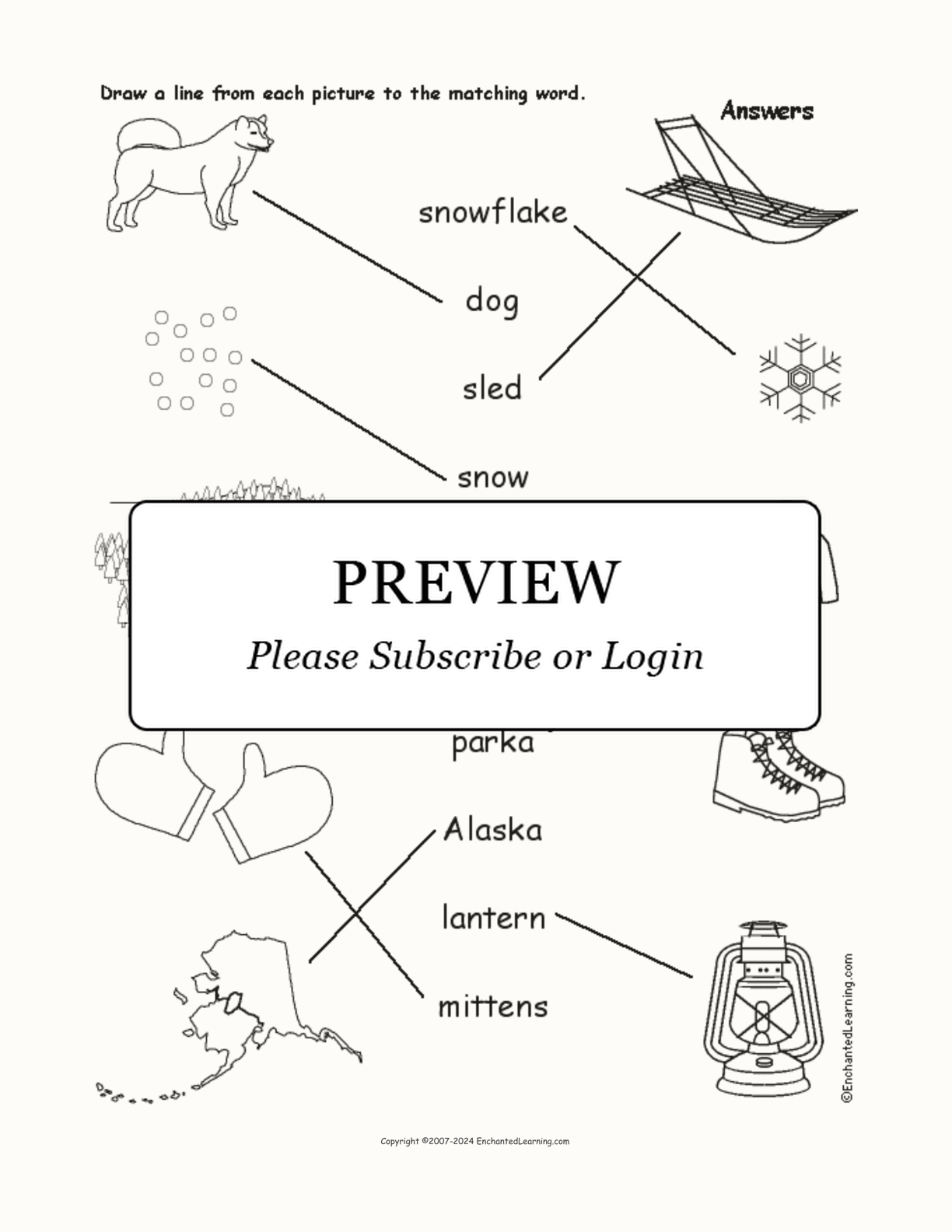 Match the Iditarod Words to the Pictures interactive worksheet page 2