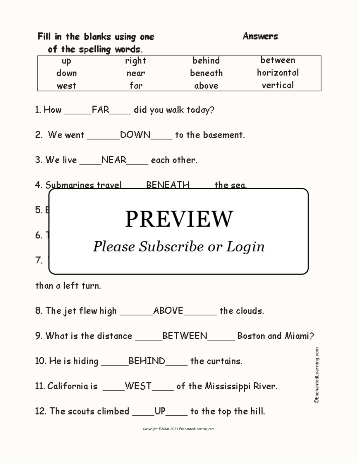Location: Spelling Word Questions interactive worksheet page 2