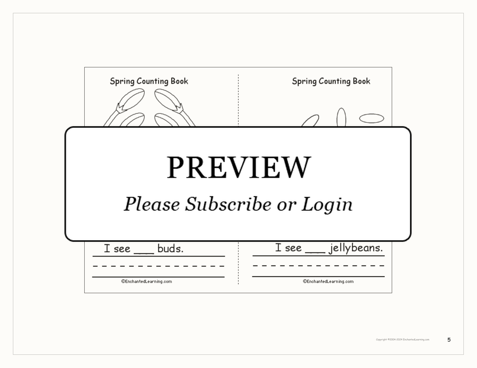 Spring Counting Book interactive worksheet page 5