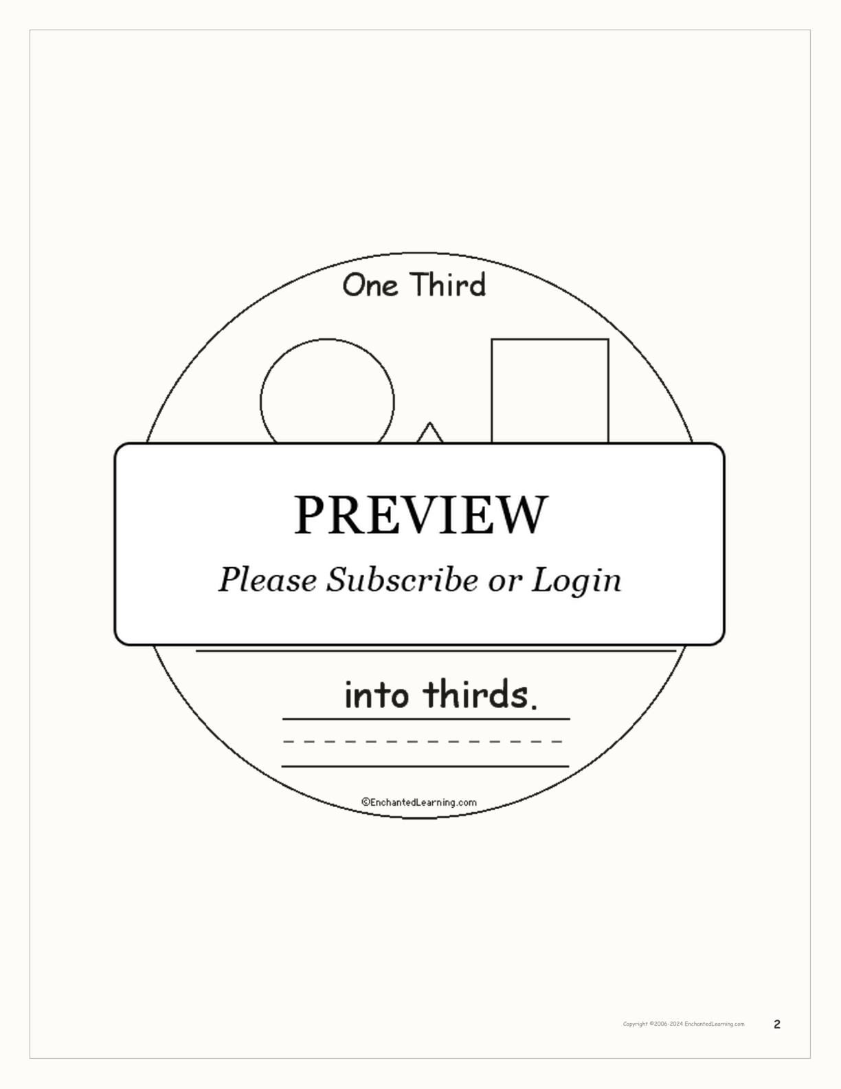 One Third: A Book on Fractions interactive printout page 2
