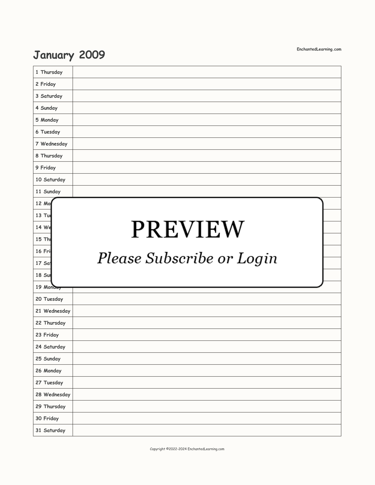 2008-2009 School-Year Scheduling Calendar interactive printout page 7