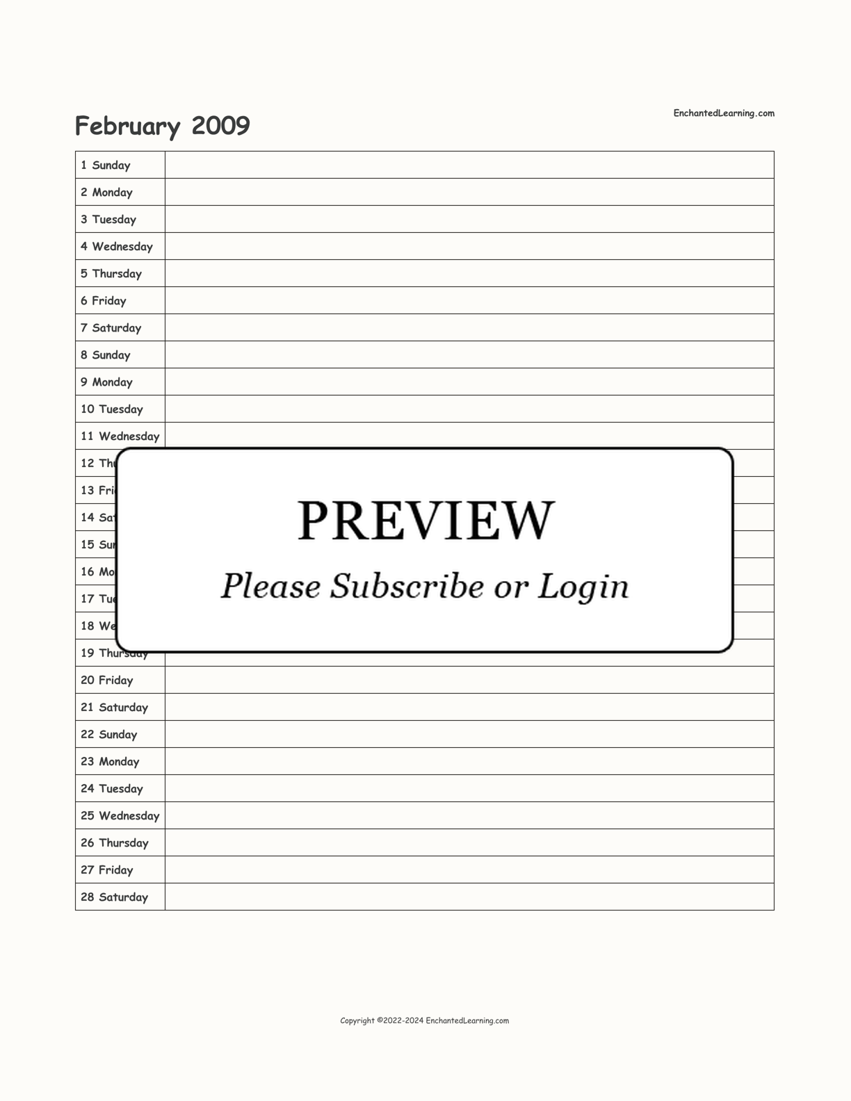 2008-2009 School-Year Scheduling Calendar interactive printout page 8