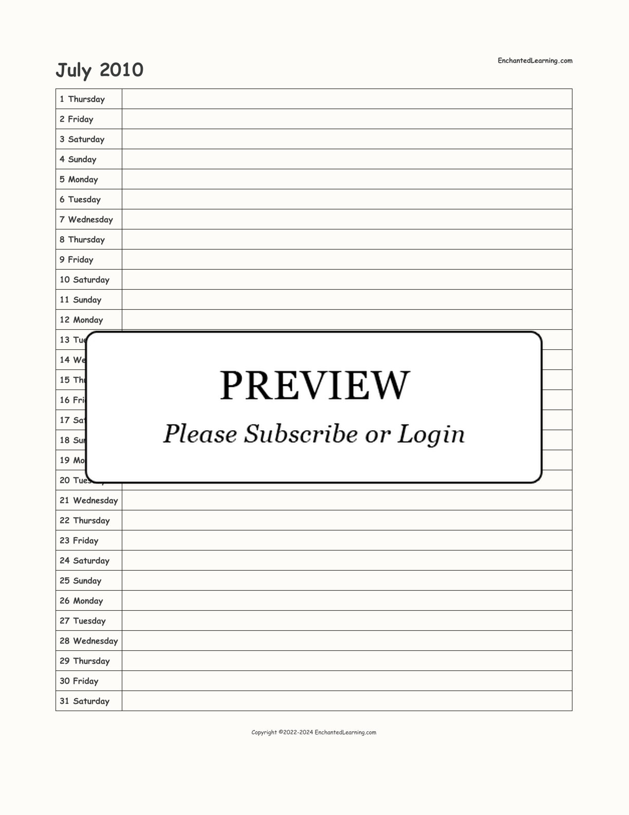 2010-2011 School-Year Scheduling Calendar interactive printout page 1