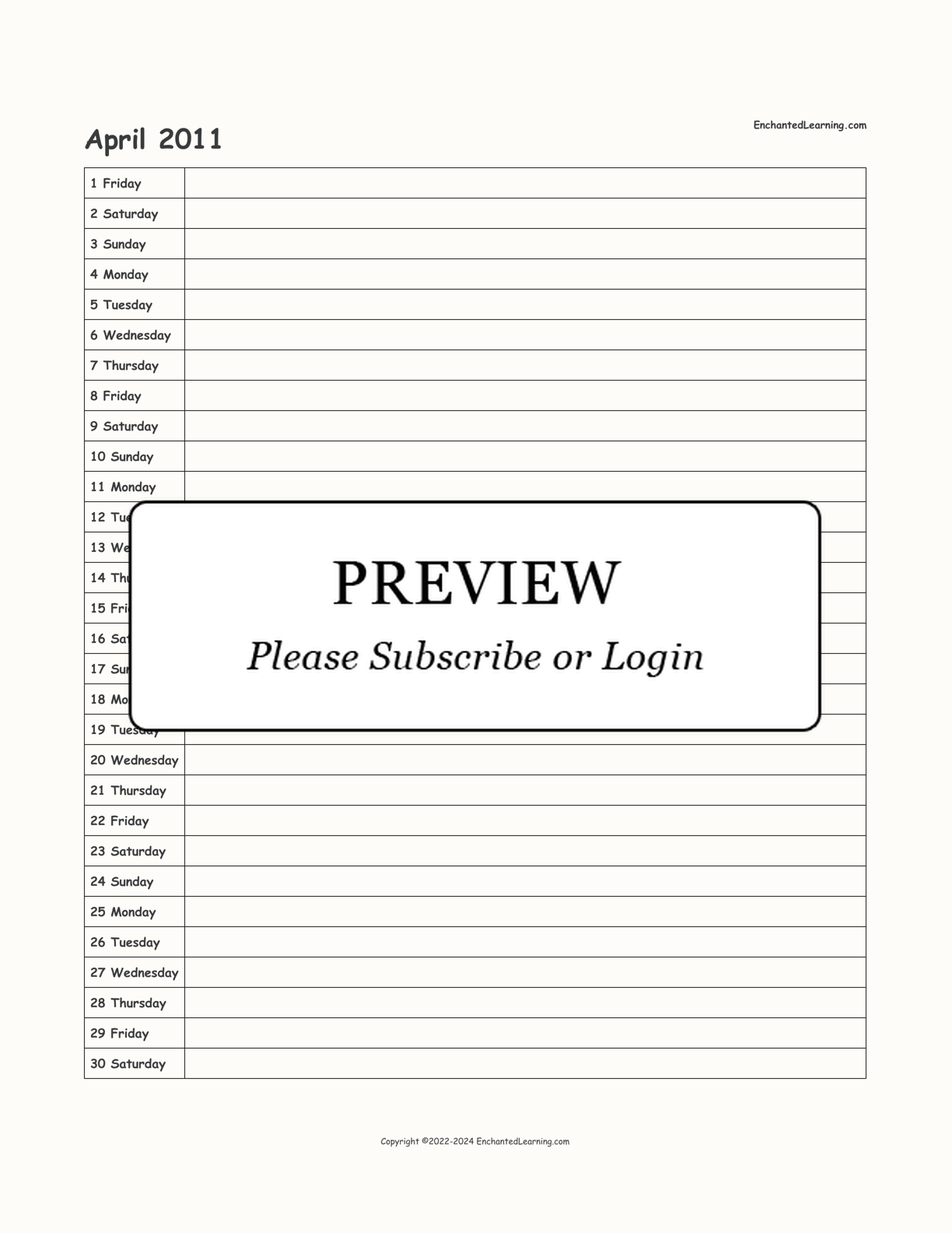 2010-2011 School-Year Scheduling Calendar interactive printout page 10
