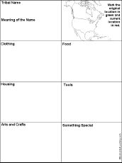 Search result: 'North American Native Americans - Simple Printable Graphic Organizer Worksheet with Map'
