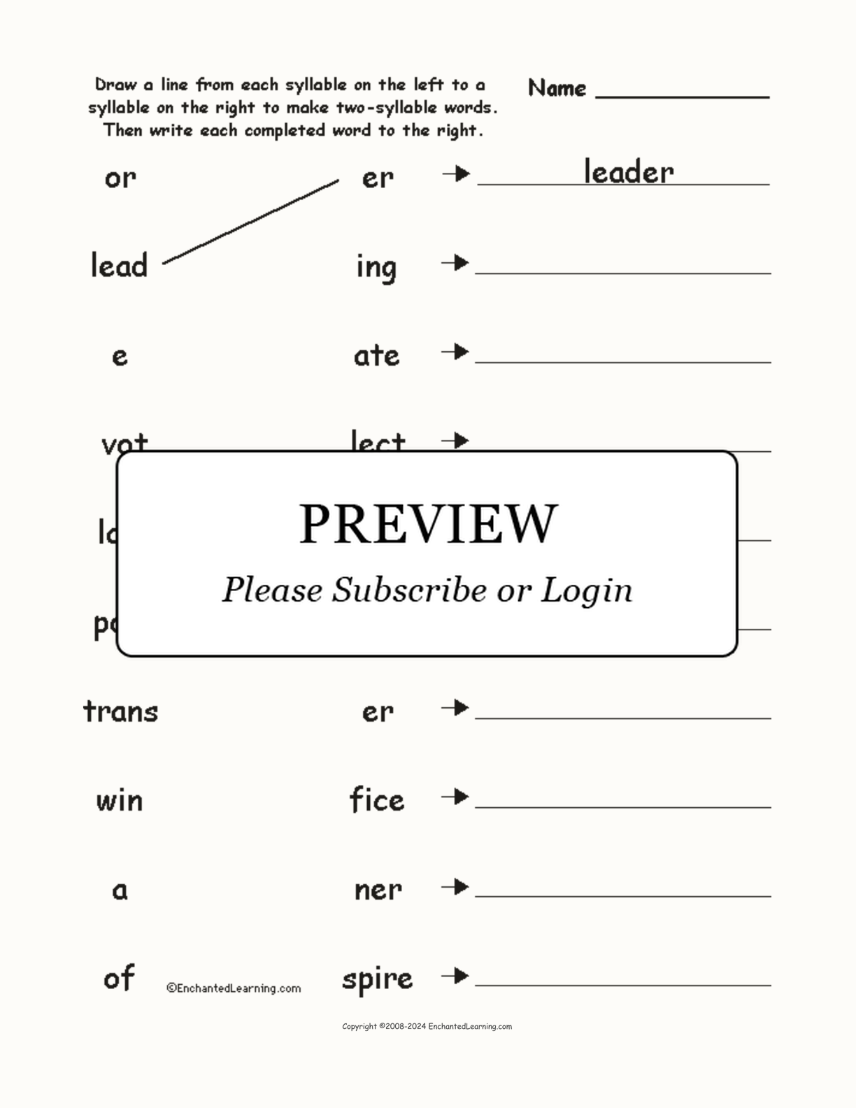 Match the Syllables: Barack Obama Words interactive worksheet page 1