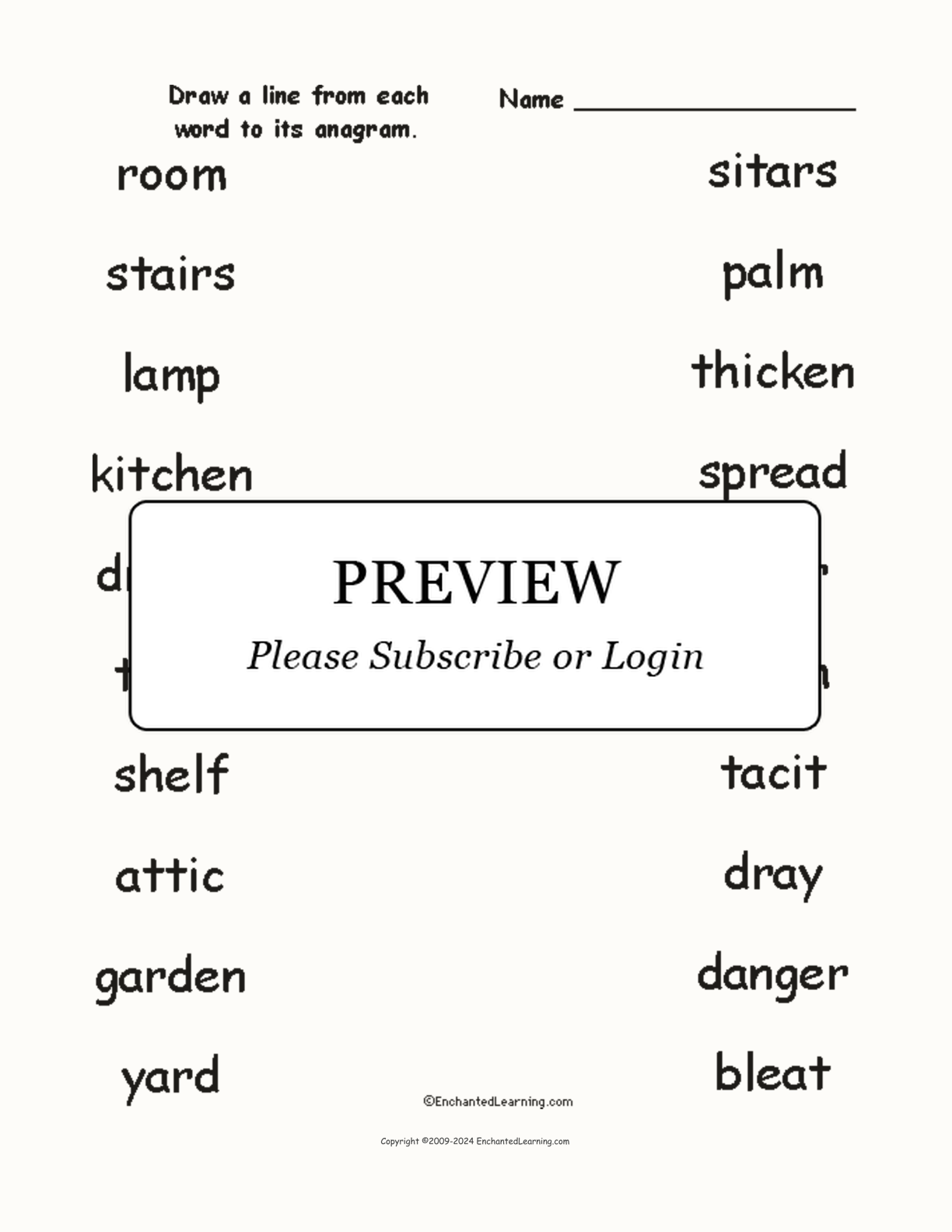 Match the Home Anagrams interactive worksheet page 1