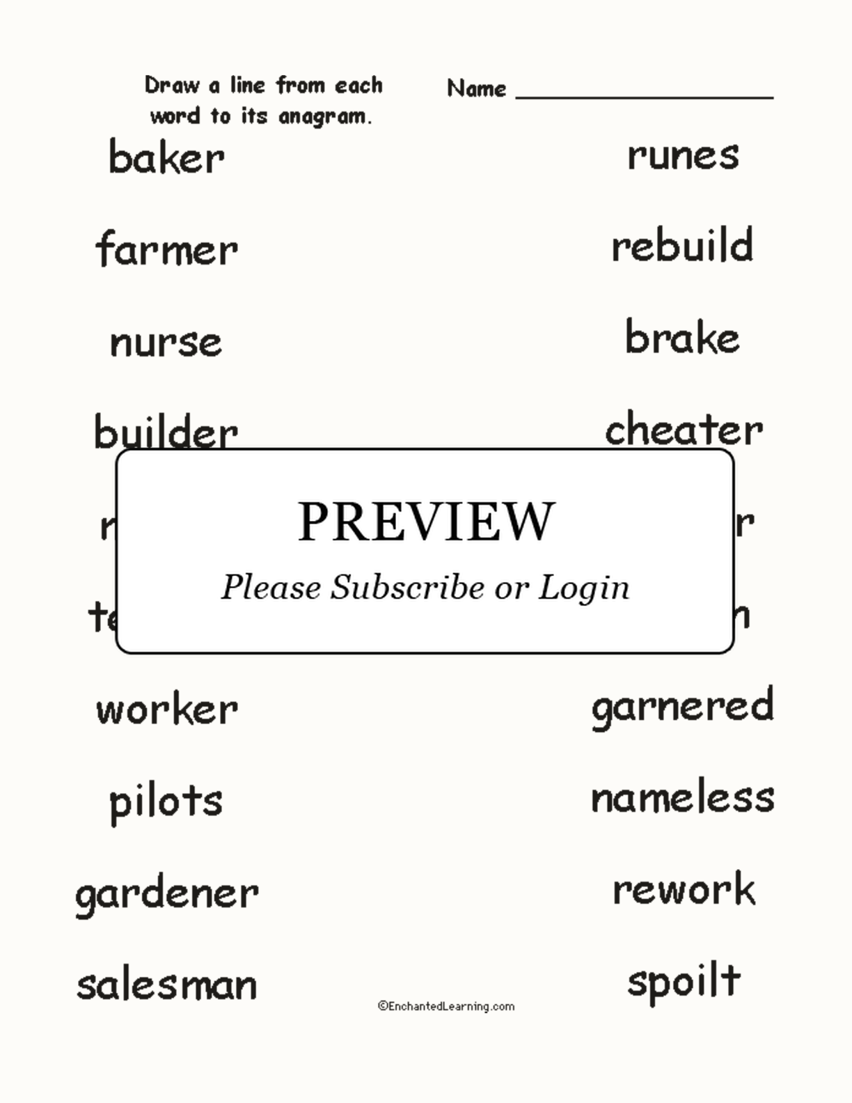 Match the Job Anagrams interactive worksheet page 1
