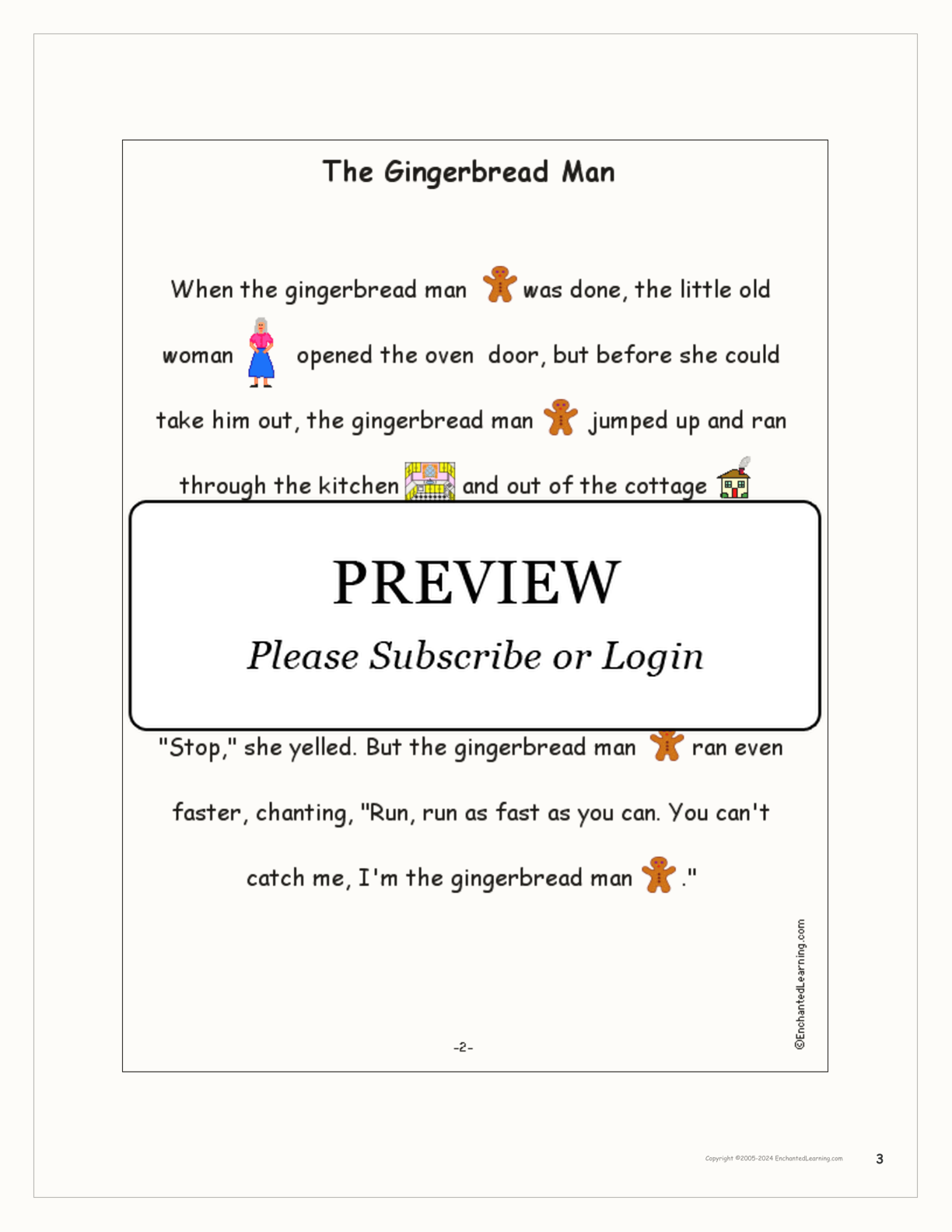 'The Gingerbread Man' Book interactive printout page 3