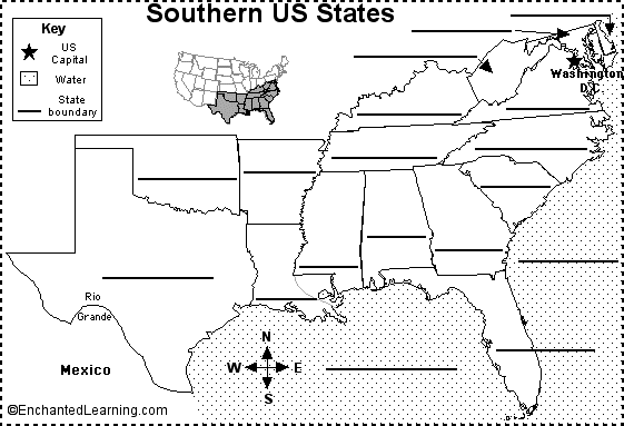 Southern US states to label